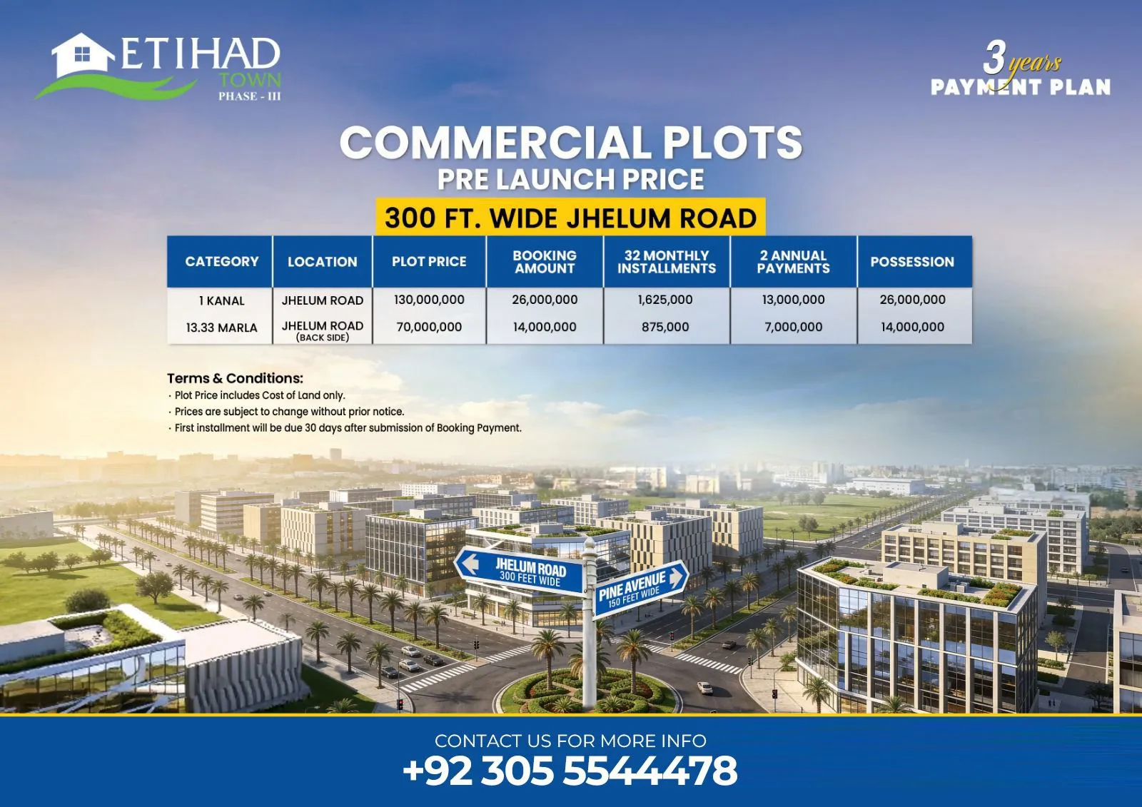 etihad town phase 3 commercial payment plan 300 ft jhelum road